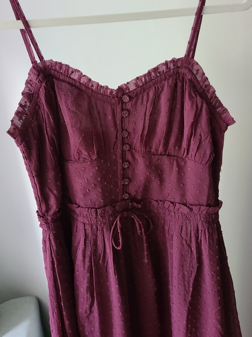 (NWT) Patrons of Peace Mauve Wine Smocked Strap Dress